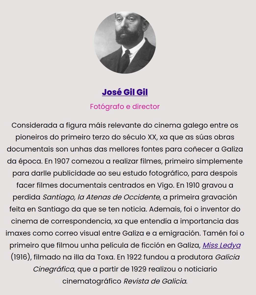 CFilmada's tweet photo. 📅 Tal día coma hoxe de 1870
nacía o fotógrafo e director de cinema José Gil Gil,
unha figura de gran relevancia no mundo do cinema
etnográfico e tamén no mundo do cinema galego.

🎥 Tivo relación con Compostela e gravou algún filme
na nosa cidade.

Máis sobre el 👇 https://t.co/G0uBq4BDYN
