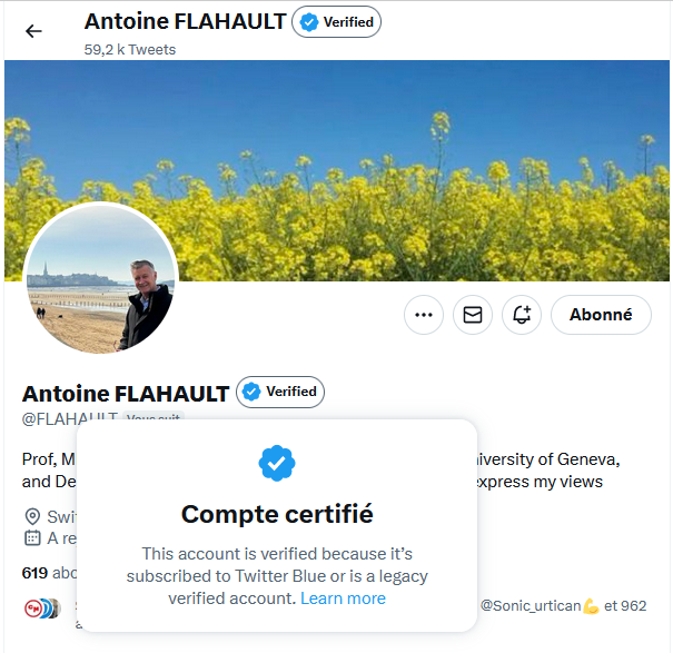 nicolasberrod's tweet photo. Certes, le message qui s'affiche en cliquant sur un badge bleu #Twitter est désormais le même.

Mais plusieurs extensions, comme ici "Eight dollars", permettent toujours de distinguer les comptes déjà certifiés par le passé ("Verified") de ceux abonnés à Twitter Blue ("Paid"). https://t.co/IyYGOovmkn