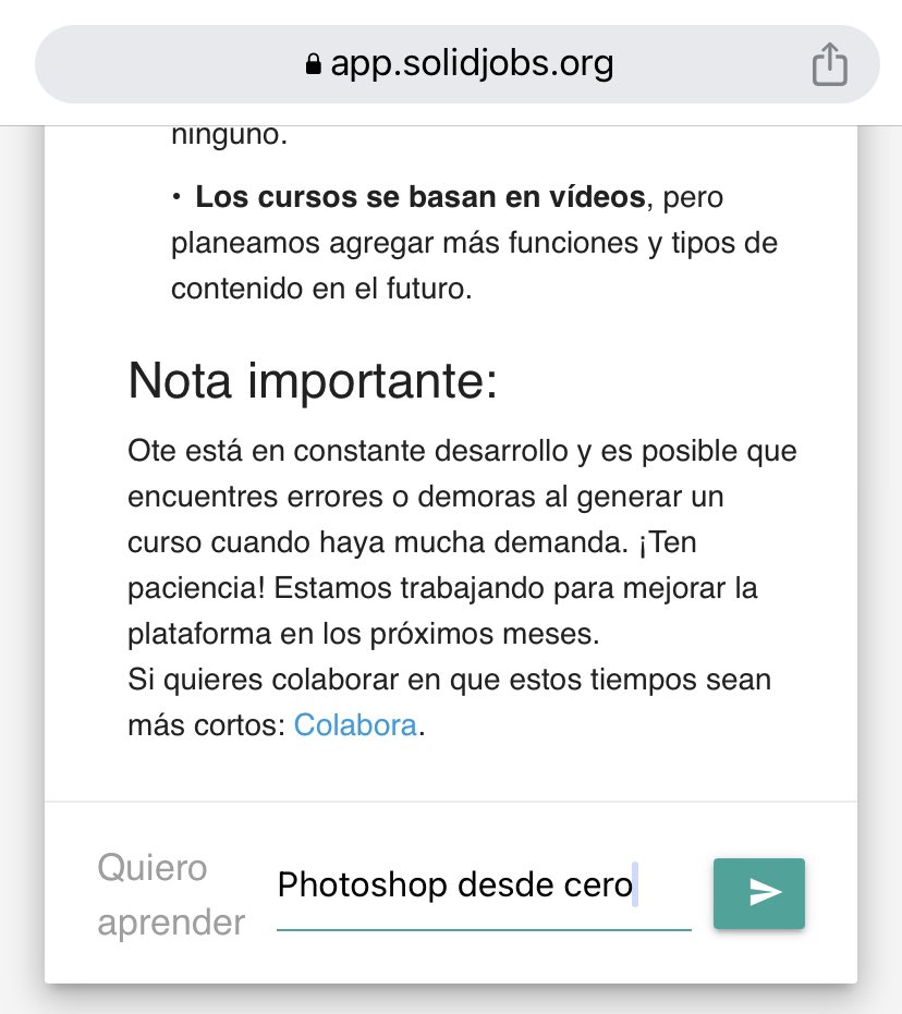 SolidJobsOrg's tweet photo. Cómo usar SolidStudies:

- Accedes desde https://t.co/oNinDNtozR
- Insertas el curso que quieres hacer: “Photoshop desde 0”.
- Tienes un curso de 10 lecciones. Puedes avanzar cuando lo hayas visto en el cuadrado de abajo.
- Al final del curso, tienes tu certificado.

🧑‍🎓📚📖 https://t.co/cAjQI1sDZp