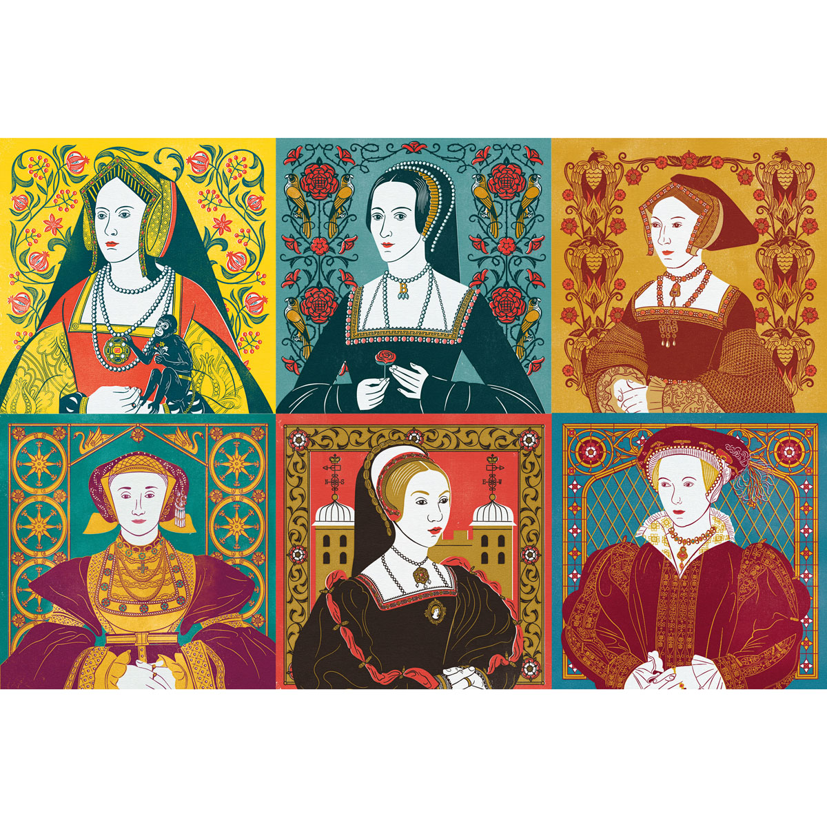 susanburghart's tweet photo. Just letting twitter know I've finally finished my wives of #kinghenryvii -- it was a year long project but rewarding to see complete. I will look into getting prints made soon! #catherineofaragon #anneboleyn #janeseymour #anneofcleves #catherinehoward #catherineparr https://t.co/bNnMaBtoUs
