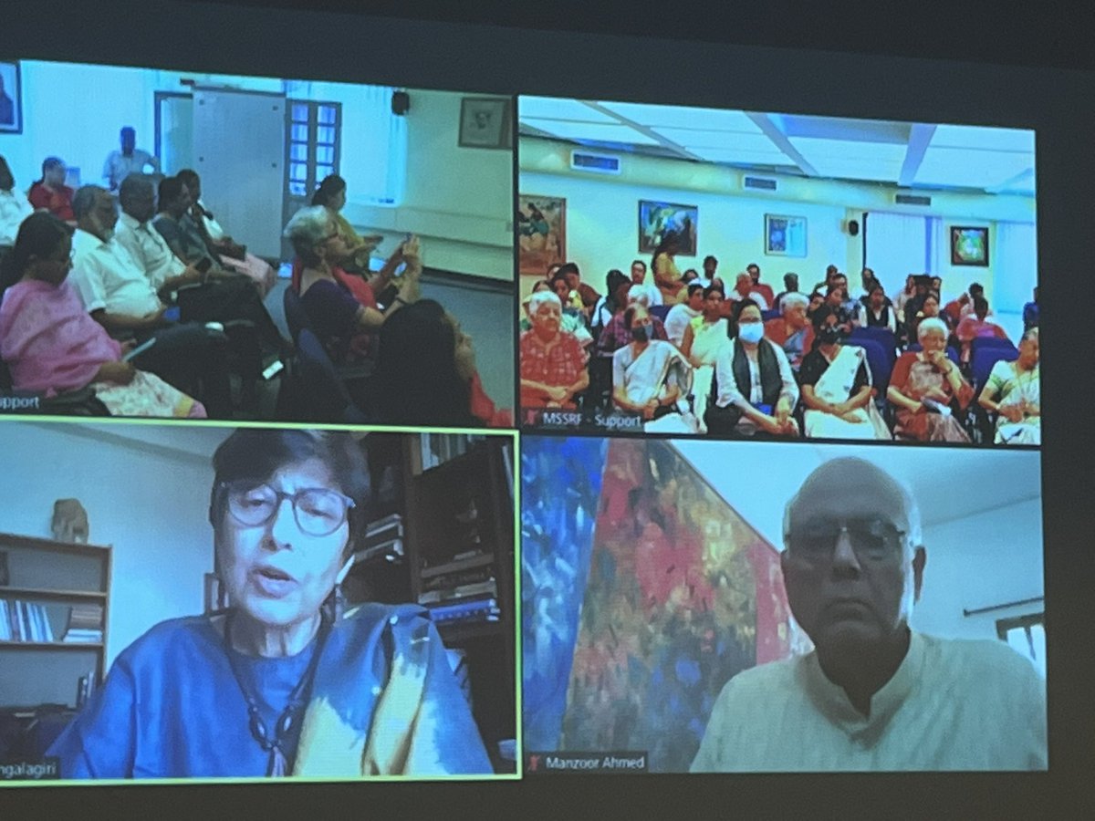doctorsoumya's tweet photo. Panelists on #ECCED discussing why children in South Asia have poor learning outcomes despite many policies & laws. Mrs Mina Swaminathan early on highlighted the need for a multisectoral & integrated approach, with equity at its heart @UNICEFIndia @WHO @MinistryWCD @mobilecreche https://t.co/o8252Yuwke