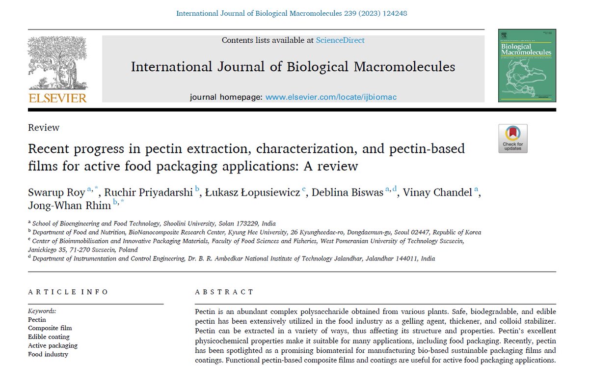 ProBioVege's tweet photo. We encourage you to read a recent publication on the potential use of natural biopolymers - pectins in the area of biodegradable films and coatings.
@ShooliniUniv @kh_univ 
https://t.co/gkd3mMBYko https://t.co/61FAUZDTd8