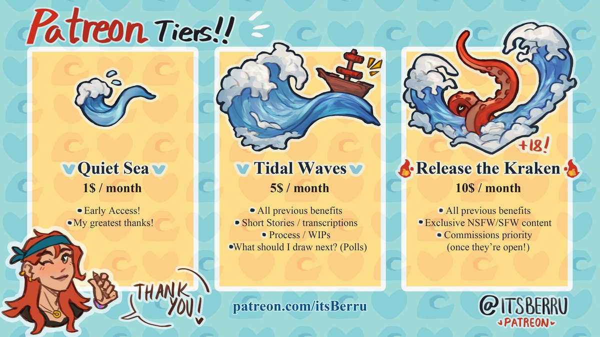itsBerru's tweet image. πI just launched a P4tre0n!π
I've been thinking about this for a while, but that was enough thinking. Let's get into β¨actionβ¨
You will be able to see WIPs, sketches, and exclusive pieces! And you'll get tons of Diego and Diana content, of courseππ Link in bio and bellow!!