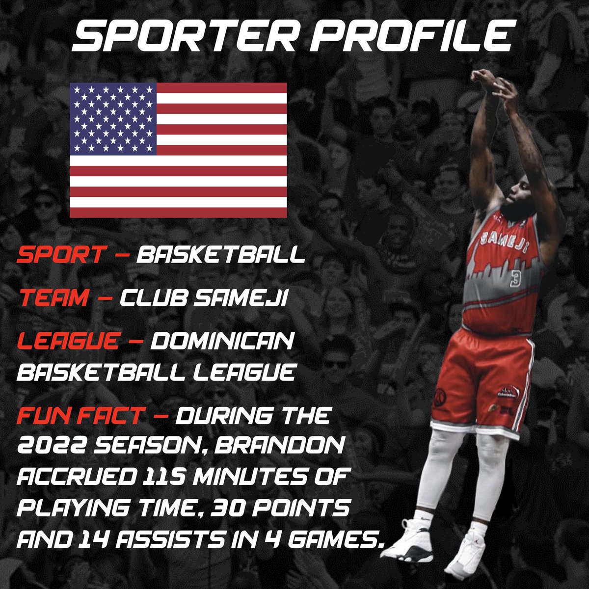 sprterapp's tweet photo. Today's #FeaturedSporter on our sport experience app #SPRTER ➡️🇺🇸🏀player Brandon Hill 🔥
Try the #SPRTERapp to learn more about Brandon, the experiences he offers in his #ExperienceStore & all the other🔝athletes on our app!
#sporter #basketball #nil #clubsameji #domrep https://t.co/M801OuaWMi