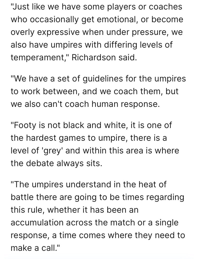 IntegrityUnit's tweet image. Our official stance is that it is correct and good umpiring to change the way dissent is adjudicated between individual umpires and within a single game based on the umpire’s mood. That should deal with any concerns about bias or special treatment.