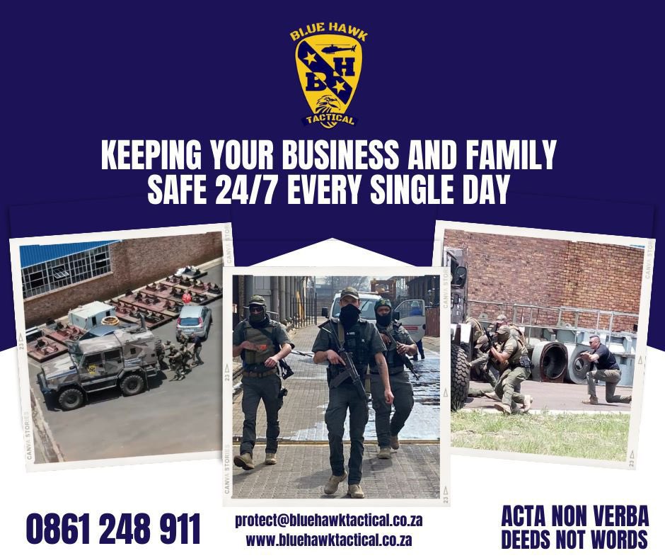 Abramjee's tweet photo. Keeping your Business and Family Safe
- Guarding
- Tactical Response
- Drone Intervention
- LPR and Offsite Monitoring
- 7,000 arrests in 7 years
#safercity #bluehawktactical
Protect@bluehawktactical.co.za
0861248911 •AD @Bluehawktactic1 https://t.co/HsAmJAL608