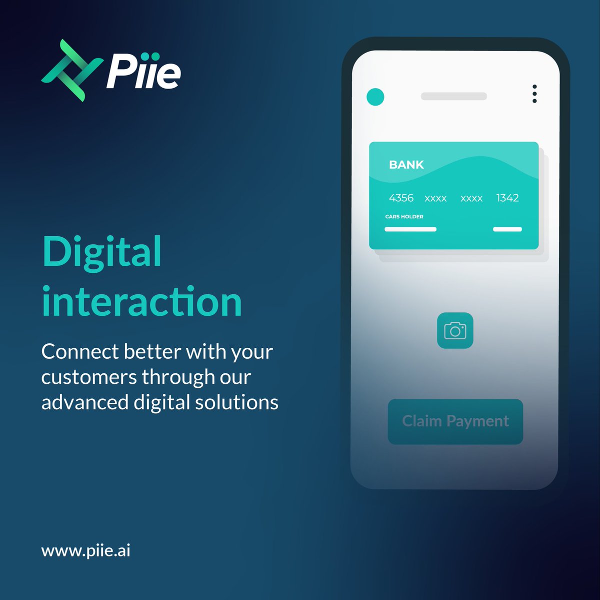 Piie's digital interaction solutions can help you unlock meaningful engagement with your customers.

#DigitalTransformation  #mobileapplications #mobileapp  #digitalintelligence #ArtificialIntelligence  #ai #DataAnalytics  #claimsmanagement #claimstech #technology  #connectivity