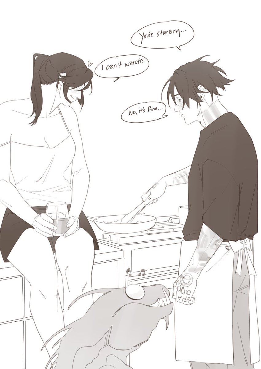 515Limit's tweet image. Headcanon that since Jack is kinda artsy she learns to cook and is insanely good at it :) 
Miranda has never had to cook a day in her life so she “helps” her 
#jackanda #jackxmiranda #MassEffect