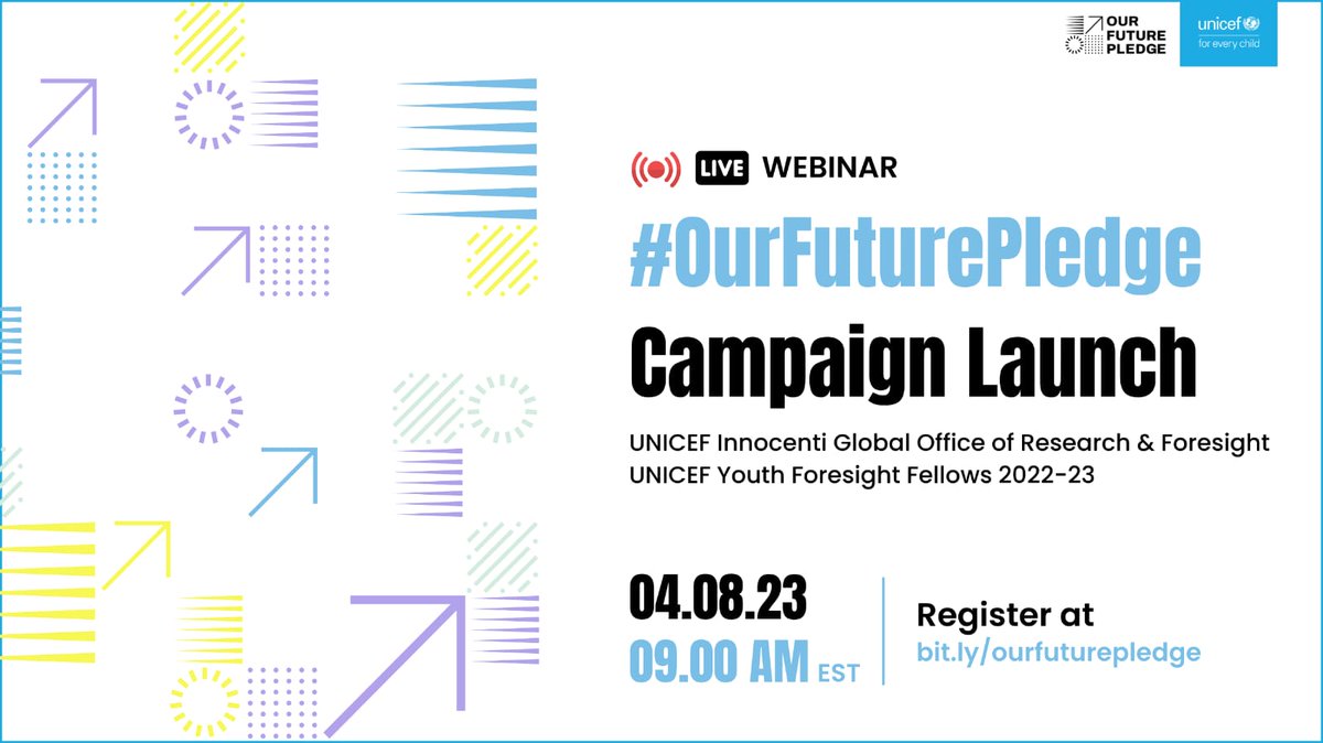 The world is facing many shocks and to address these problems we need to imagine the possibilities of tomorrow. That's why UNICEF Youth Foresight Fellows have created the #OurFuturePledge campaign to explore #youthforesight. Join us here as we kick it off: bit.ly/ourfuturepledge