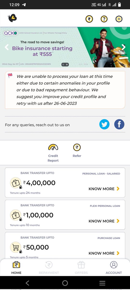 Repayment option is not working