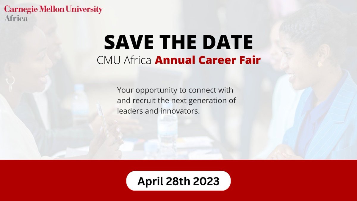 Attention HR and IT managers! 📣 Join us at @cmu_africa's recruitment and  professional networking event for a chance to connect with master's  level candidates and grow your talent pipeline. Register now at  bit.ly/CareerFairAtCM… #careerfair #talentrecruitment #CMUAfrica