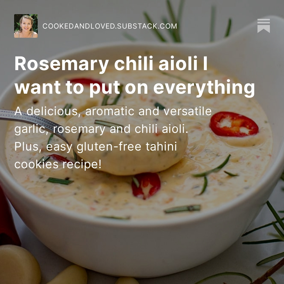 Rosemary chili aioli I want to put on everything, by <a href="/irenamacri/">Irena Macri</a> open.substack.com/pub/cookedandl…