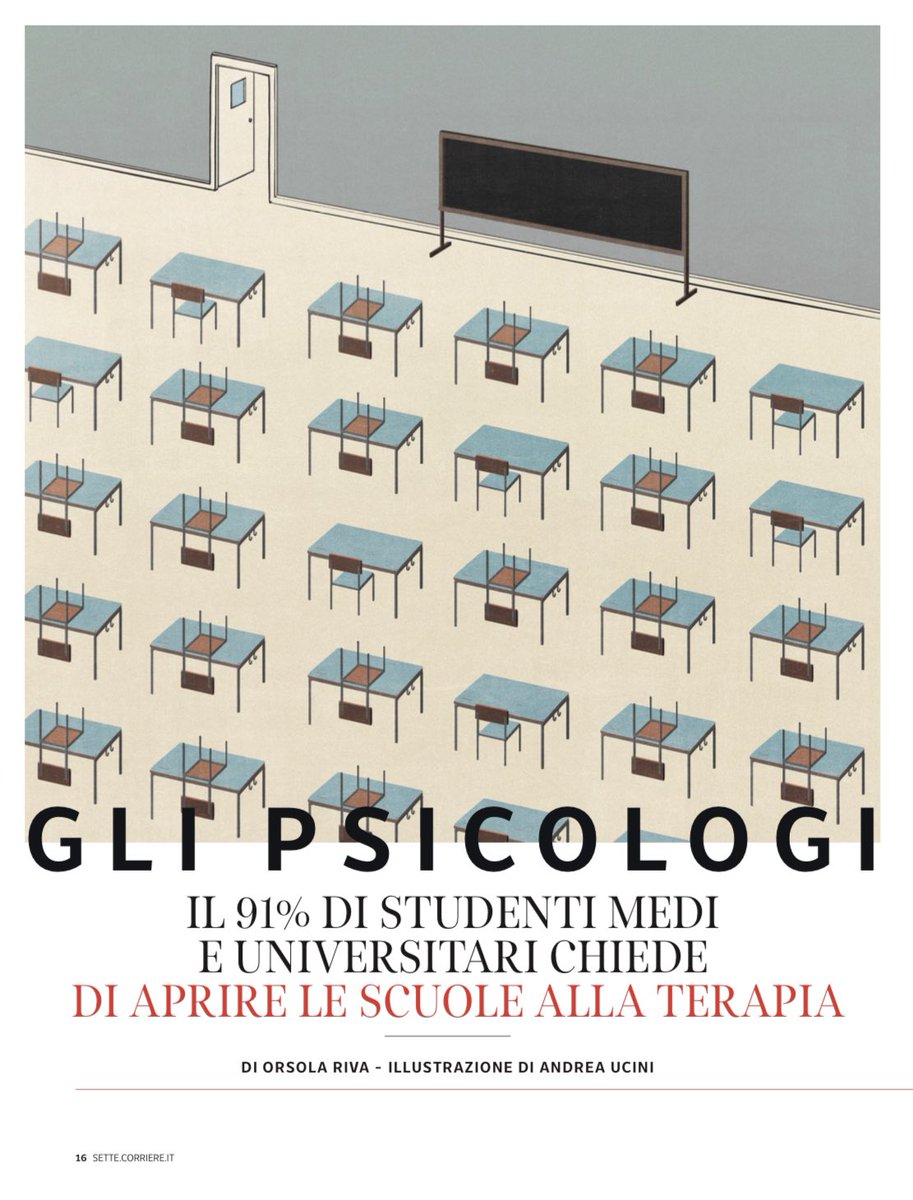 Psychology

The number of absences exceeds the number of presences. Today, more and more students struggling with psychological problems. 

For 7 Il Corriere della Sera
AD Michele Lovison