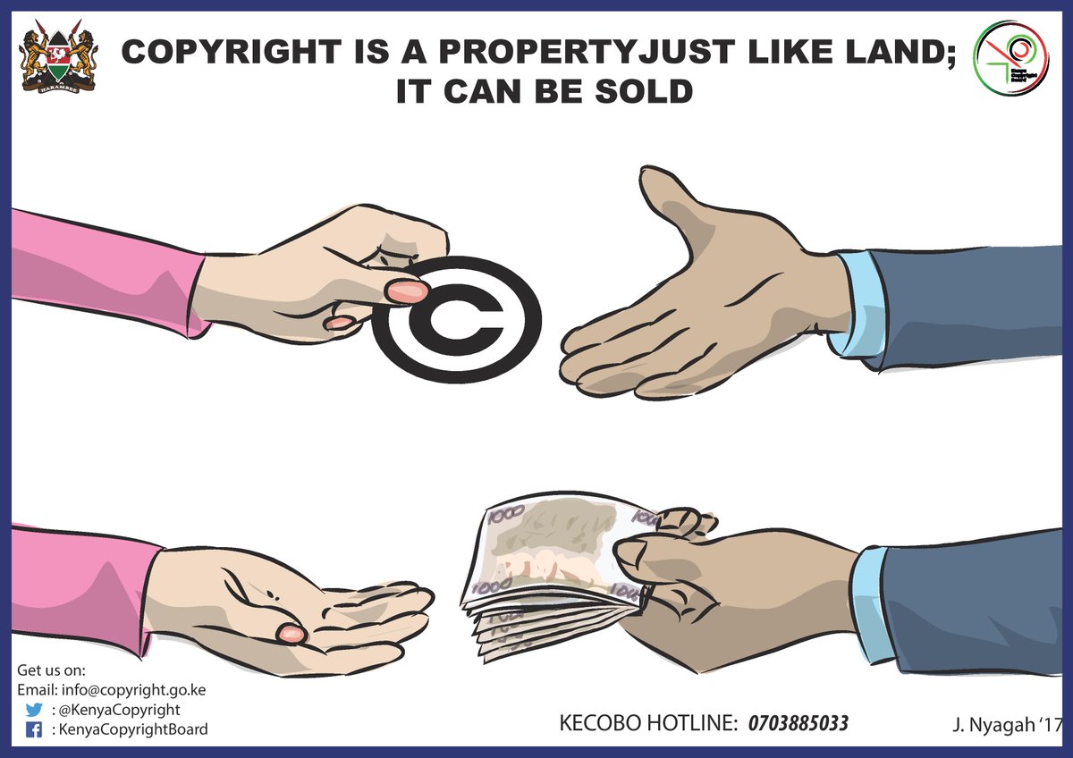 KenyaCopyright's tweet photo. Can Copyright be sold?  
Copyright like any other moveable property may be assigned to a third party either in part or whole. This right can also be licensed or inherited. https://t.co/LWxMCjsEwH