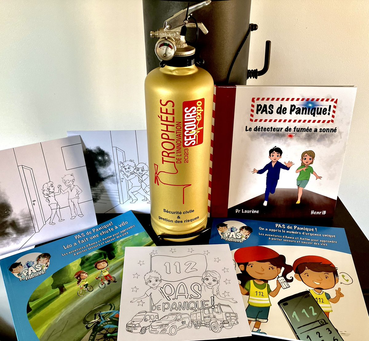 Anna et Antón disposent d’un extincteur d’or, attribué par le jury de la catégorie « sécurité civile et gestion de crise » du trophée de l’innovation <a href="/SecoursExpo/">Secours Expo</a> 2023! 🤩

Désormais, vous pouvez donc vous enflammer pour la collection « PAS de Panique! » en toute sécurité 🧯❤️