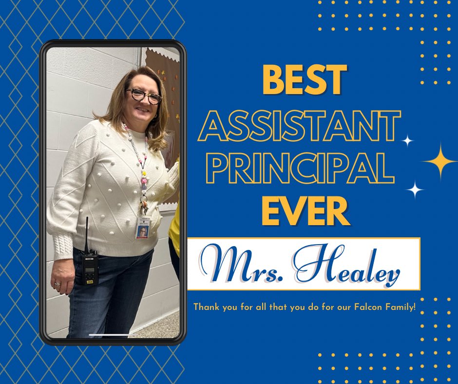 jtannercurry's tweet photo. This week we celebrate @CherryvaleElem s amazing assistant principal, Mrs. Healey! She is an outstanding leader who is a team player and always puts children first. Thank you for all that you do for our school! #TalonsUp https://t.co/a5edNDGR4I