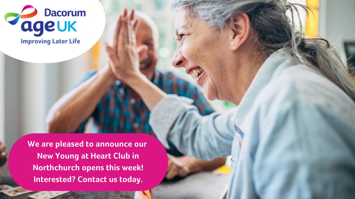 🌟ANNOUNCEMENT🌟
We are pleased to announce that we our new Young at Heart Club in #Northchurch starts this #Wednesday  and will run every week between 2pm-4pm!
This will be open to all and not just residents of Compass Point!
More info visit👉bit.ly/3nAEztT