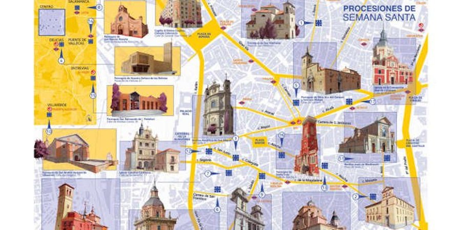 Lineamadrid's tweet photo. Un repaso por las principales que tienen lugar en la ciudad... 🗺️

«Mapa cultural ilustrado #Procesiones de Madrid (PDF)» 👉 https://t.co/YDtjSETVdz 
Diseño 👉 @Aidibus

#SemanaSantaMadrid2023 https://t.co/qRZxIFbBcA