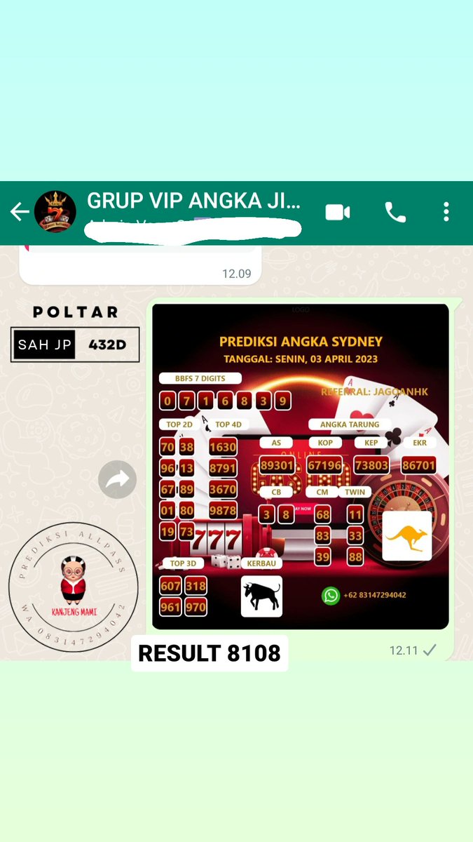 INFO PREDISKI PASARAN LAIN NYA
WA : 083147294042

#result #hasilpengeluaran
#inforesult #prediksijitu
#bocoranangka #prediksiakurat
#akangcuan #prediksigratis
#prediksihongkong #prediksitaiwan
#prediksichina #prediksisyney
#prediksisingapore #prediksiHK
#prediksiSYD #prediksiSGP