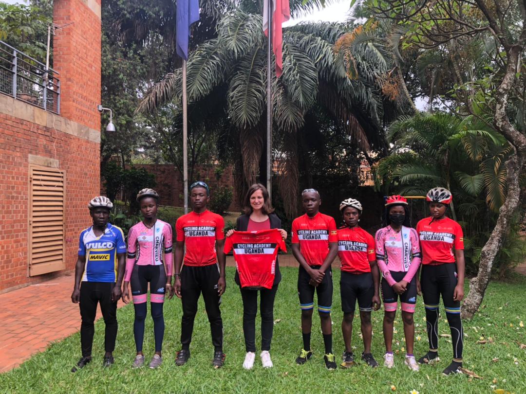 CyclingUganda's tweet photo. Our first meeting with the new head of cooperation for education and sports Miss Lea @FrenchEmbassyUg Courtesy visit by the Academy to continue strengthening our relationship.@Niyonziimaaugu1 @DrMoncrieffe https://t.co/1tdzDQnfx5