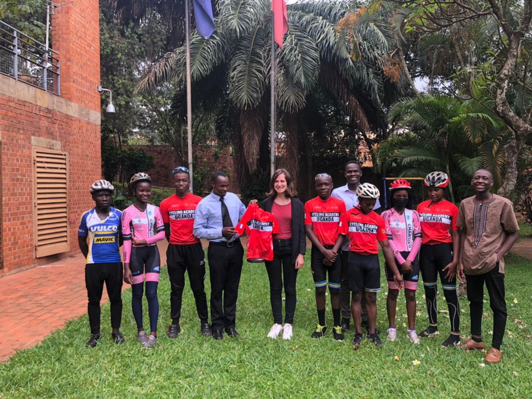 CyclingUganda's tweet photo. Our first meeting with the new head of cooperation for education and sports Miss Lea @FrenchEmbassyUg Courtesy visit by the Academy to continue strengthening our relationship.@Niyonziimaaugu1 @DrMoncrieffe https://t.co/1tdzDQnfx5
