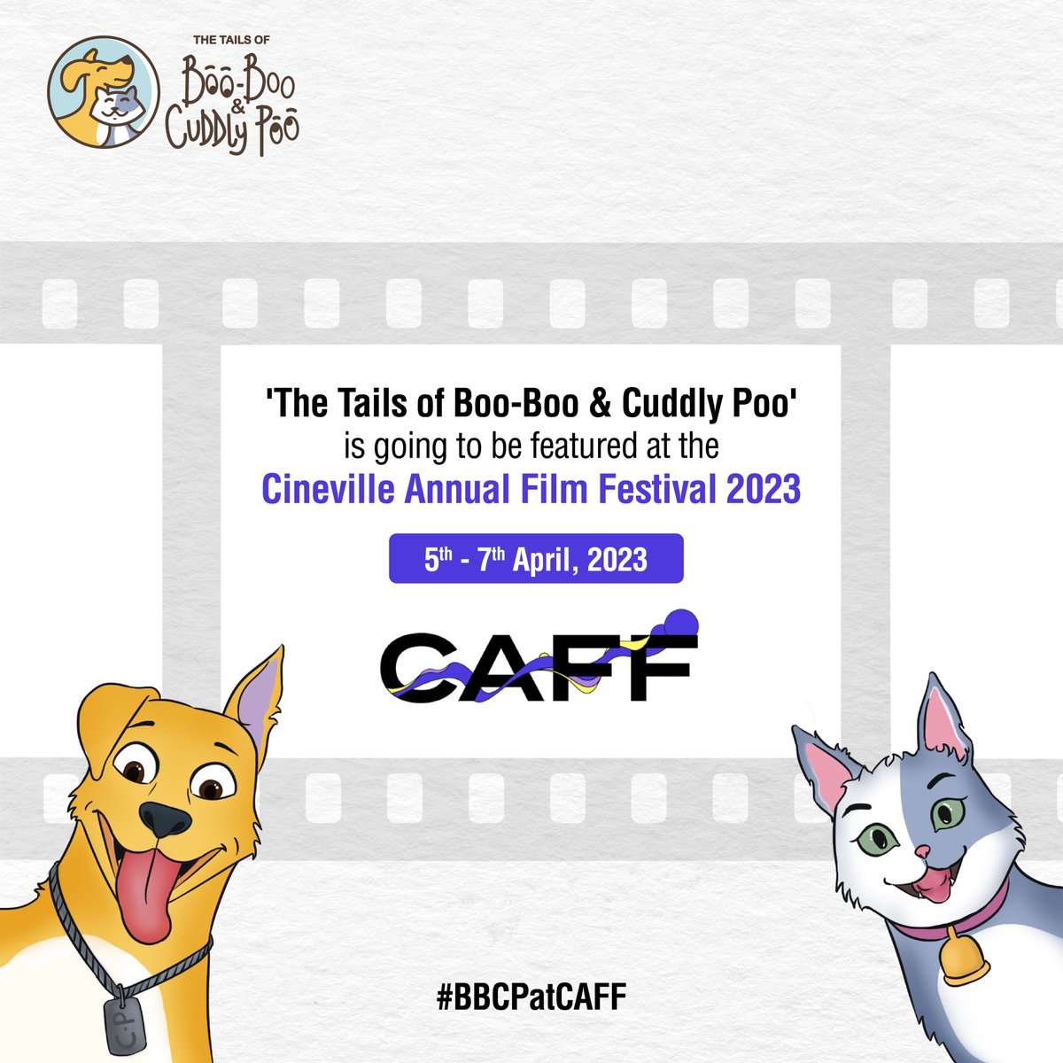 BooBooCuddlyPoo's tweet photo. Thrilled to announce that our homegrown film, 'The Tails of Boo-Boo &amp; Cuddly Poo' is going to be featured at the Cineville Annual Film Festival. It is an honor to be included among talented filmmakers and be able to share the stories of our four legged friends with the audience. https://t.co/VGtLA0xPBG