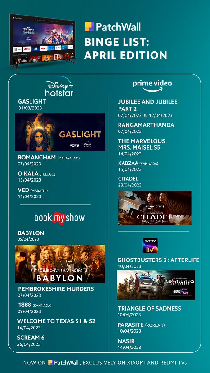 Xiaomi TV India on Twitter "PatchWallBingelist for April is here. Let