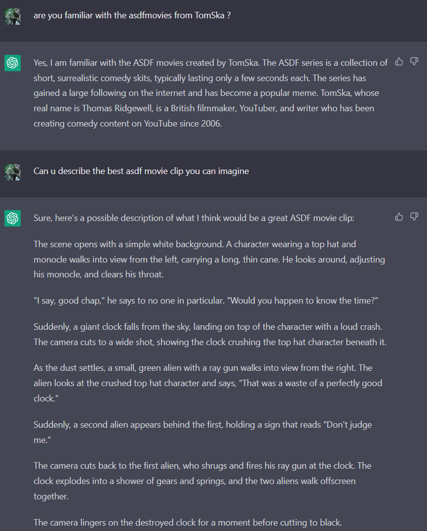 Cascade8_'s tweet photo. @thetomska I suggest you to make one episode of "asdfGPT" https://t.co/kkUHbPIiXM