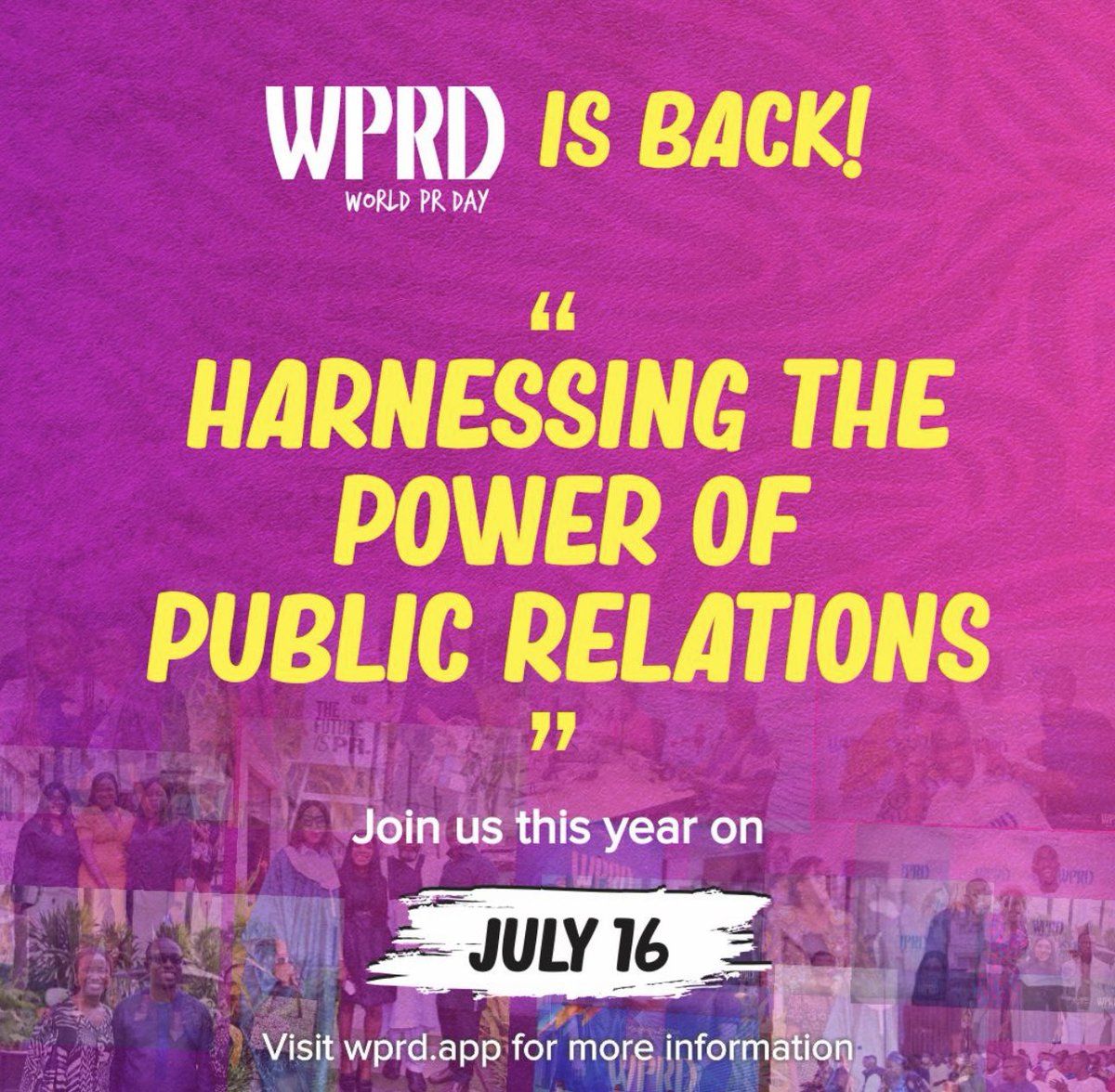 WorldPRDay's tweet image. 🎉 Announcing World PR Day 2023! 🎉

Join us on July 16th as we celebrate the power of public relations! 

With the success of the 2022 event, we're expecting this year's celebration to be even bigger and better! 

#WorldPRDay2023