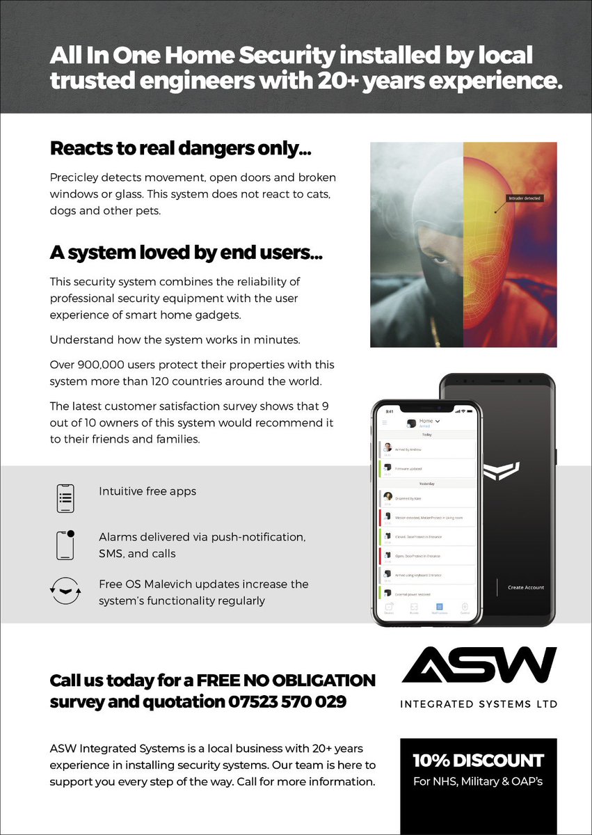 securityASW's tweet photo. ASW integrated systems It install &amp; maintain a wide range of fire and security systems for your home or business. We specialise in home security and automation (Smart plugs &amp; switches) we have over 20 vears experience in installing intruder alarms, cctv and home automation system https://t.co/F5AHmar7He