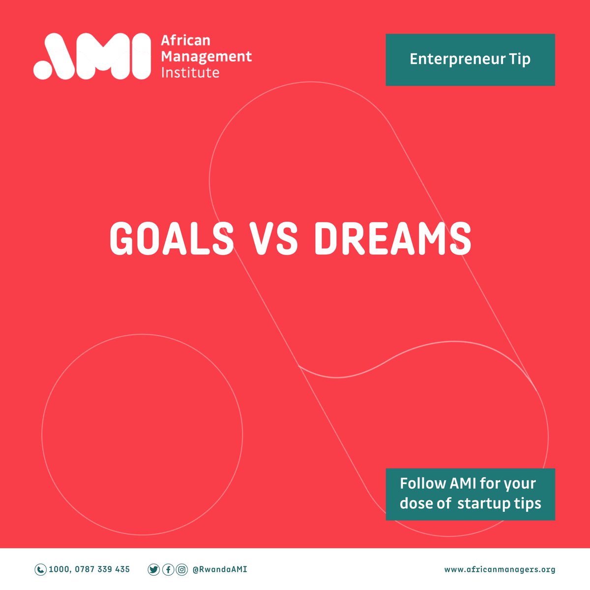 RwandaAMI's tweet photo. What are you doing each day to reach your goals this months? If you are still in the dream zone, it's time for you to learn how to make an action plan and achieve them to beat the odds.
#AMIRwanda #LearnWithAMI #Rwanda #Mondaythoughts https://t.co/7rvV9Cyj7o