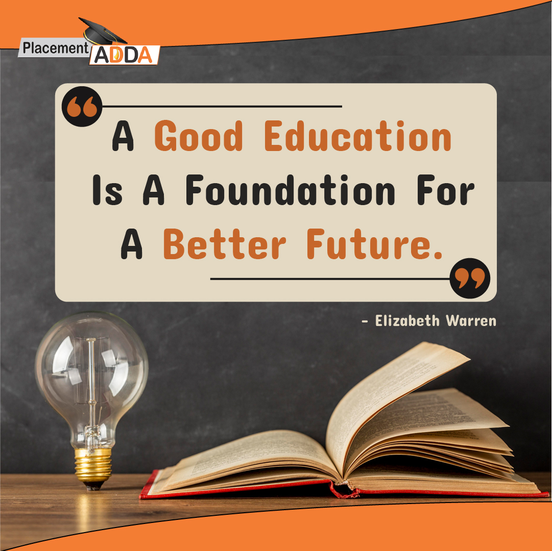 #quoteoftheday
“A good education is a foundation for a better future.” – Elizabeth Warren

#PlacementsAdda #ITprofessional #quotesoftheday #education #quotes #technology #innovation #industrialtraining #corporatetraining #placementstraining #placements2023 #placements