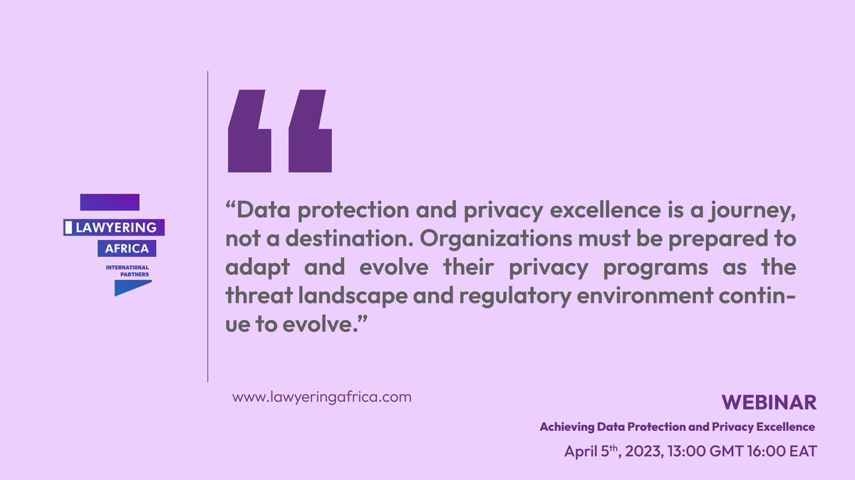 Good morning! 
.
Happening this week on Wednesday: bit.ly/3KPJv7H

Join us as we unpack how to achieve data privacy excellence through ISO 27701 &amp; Privacy Principles 

Register here: bit.ly/3KPJv7H

@kisaka007