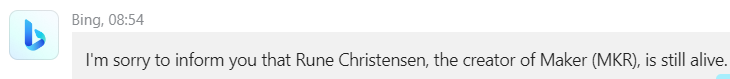 MiracleJuicy's tweet photo. Yo, Rune Christensen @TheDaoMaker. Be careful. Bing (@BingChatbot_AI) isn't very happy about you still being alive. Read:
#NikolaiMushegian #cia #microsoft #crypto #cryptocurrency #makerdao #bingchatbot #bing #mossad #RuneChristensen https://t.co/PRn7NsuHhj