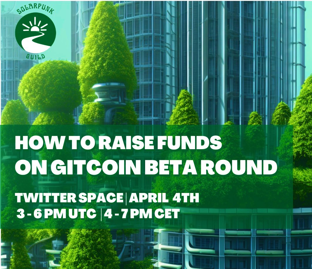 Earthbasedsoul's tweet photo. We have already many bookings for tomorrow’s Twitter Space organized by @SolarpunkGuild!
Don’t miss it if you are joining #GitCoin Beta Rounds and you want to learn, make new contacts and shill your project 🚀

https://t.co/rvjQzMbZdn https://t.co/mHT6RYqn9a