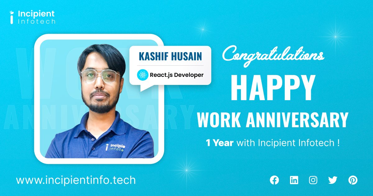 IncipientInfo's tweet photo. Your #work ethics are commendable, and so are you as an inspiring individual. We are glad to have you amongst us. #Kudos to your incredible year of work!
#happyworkanniversary #lifeatIncipient #balanceforall #dedicatedtoinnovation #teamwork #dedication #employee #celebration https://t.co/ixvFWut7FL