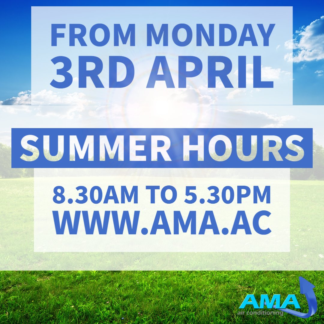 With the warm weather just around the corner, we now move to our summer opening hours to support our customers throughout the season.

You can always check out the website outside of these hours and place your orders ready for next day despatch 🚜❄️

#summer2023 #airconditioning