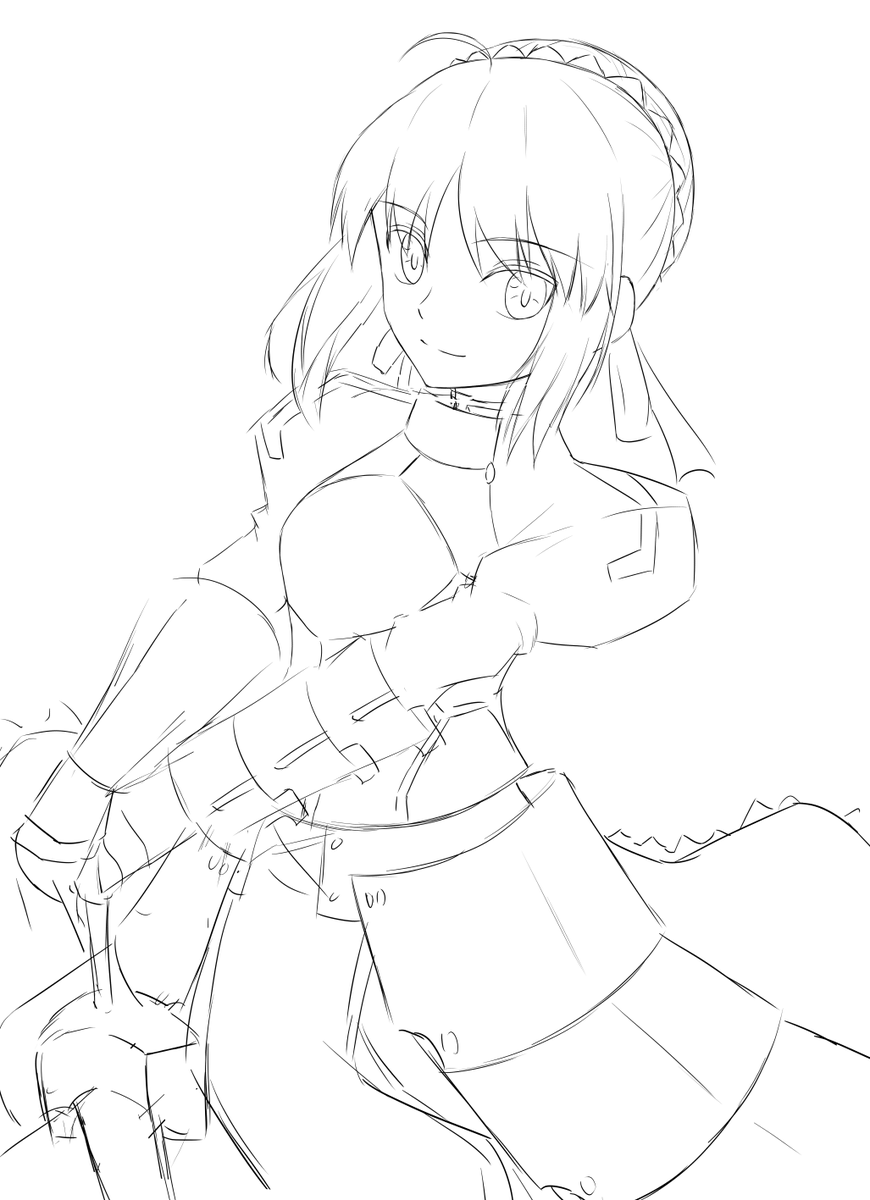 本気を出した私の筆の速さを見せてやろう。もう三騎ラフ描いた 