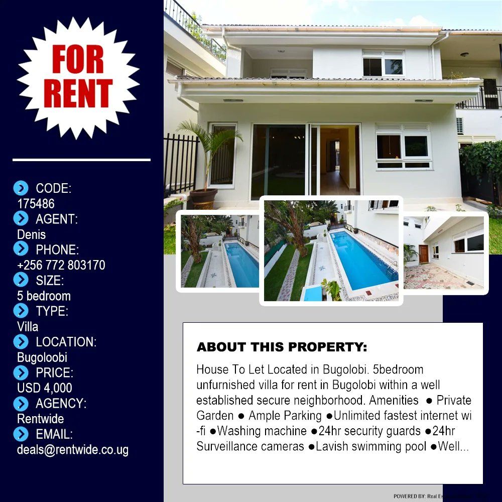 Rentwide's tweet photo. House To Let!

Location: Bugolobi

5bedrooms,5baths @$4000 per month.

Agent Code 100

Call 0772803170 to schedule a visit. https://t.co/nJlGrRuLFe