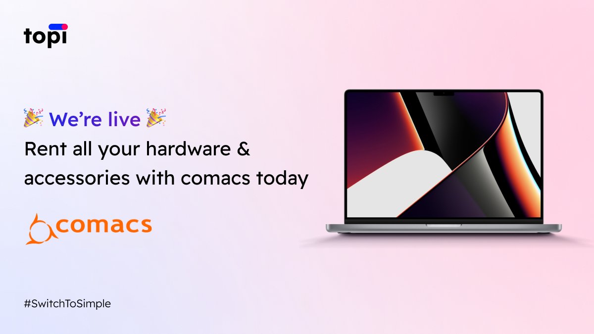 topi (@topi_eu) on Twitter photo We're excited to welcome <a href="/comacs_W/">comacs GmbH</a> to our partner family 🎉
All entrepreneurs and businesses can now rent their hardware instead of buying it. Say hello to low monthly rates! 👋
#partnership #switchtosimple #haas #subscription We're excited to welcome <a href="/comacs_W/">comacs GmbH</a> to our partner family 🎉
All entrepreneurs and businesses can now rent their hardware instead of buying it. Say hello to low monthly rates! 👋
#partnership #switchtosimple #haas #subscription