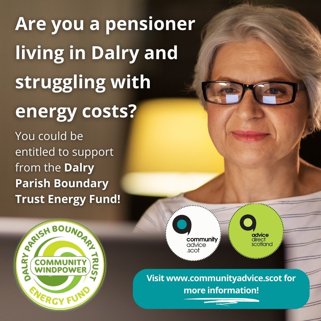 Are you a pensioner living in the Dalry area who is struggling with energy costs?

You may be entitled to support from the Dalry Parish Boundary Trust Energy Fund! The fund launches today!

More: communityadvice.scot

@CWL_BeGreen <a href="/DalryParishBT/">Dalry Parish Boundary Trust</a>