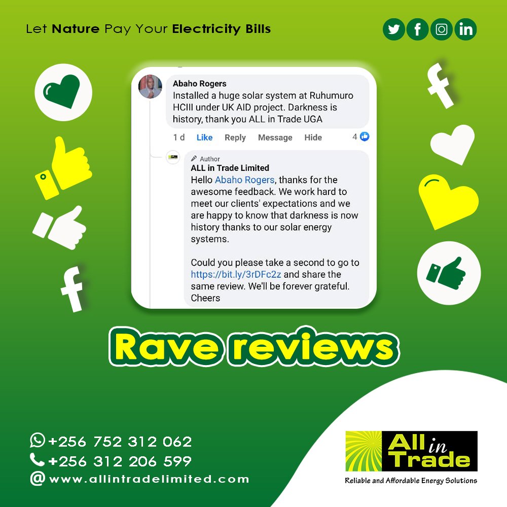 Allintrade's tweet photo. By inviting #AllInTrade solar into your home, school, or organization, you are joining our growing family of happy customers playing their part toward a sustainable community😀☀️🌳🏙💡🏞️🏢🏡☀️⚡♻️🌞🌎
#ravereview #happycustomers #positivefeedback #renewablenergy #solarinstaller https://t.co/X6lk6JQoxN