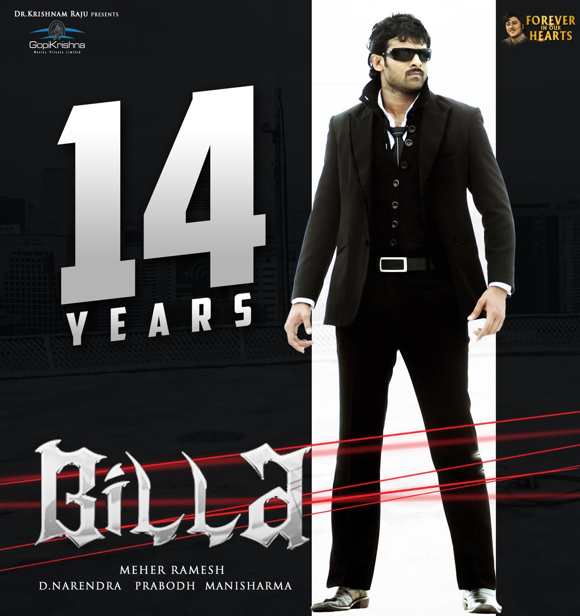 Celebrating the most stylish don ever! 14 Years of #Prabhas' blockbuster # Billa ❤️\u200d🔥 #14YearsForStylishBilla #KrishnamRajuGaru #ForeverInOurHearts  ♥️ @UVKrishnamRaju @MeherRamesh @GopiKrishnaMvs @MsAnushkaShetty  #ManiSharma @actorsubbaraju ..., image size:1129x1200