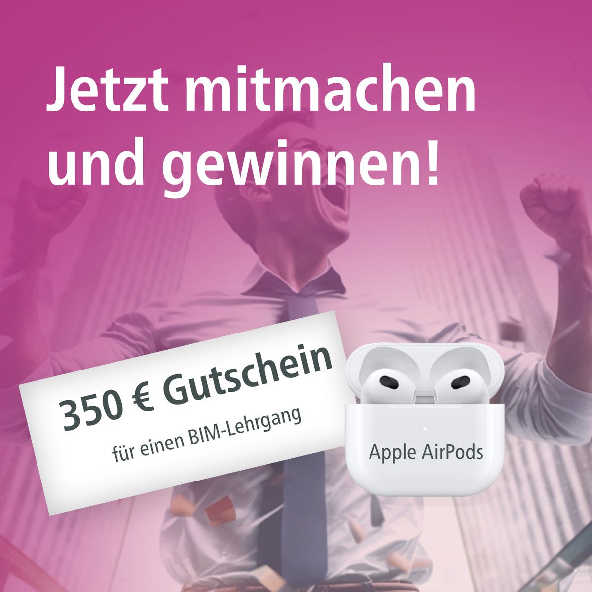 Gewinne jetzt einen 350 € Gutschein für einen BIM-Lehrgang und Apple AirPods! 😍

So einfach geht's: Melde Sie sich für unseren Newsletter an und schon sind Sie im Lostopf ▶  4builders.net/newsletter
#Gewinnspiel #gewinnen #BIM #architekten