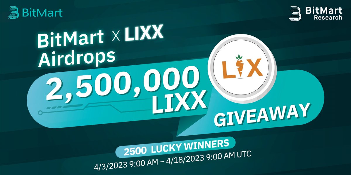 🌟BitMart X LIXX Listing Airdrop

1⃣Follow <a href="/BitMartResearch/">BitMart Research｜$BMX HODLer</a> &amp; <a href="/BitMartExchange/">BitMart</a> &amp; <a href="/Libra_Incentix/">Libra Incentix</a>
2⃣Join t.me/BitMartExchang… &amp; t.me/+Lovif4Dora1mZ…

3⃣RT &amp; Tag 3 frds
4⃣Fill forms.gle/EH3t4u3nL1uuVL…

🎁2,500 winners / 2,500,000 LIXX
Register👉 bitmart.com/register-refer…