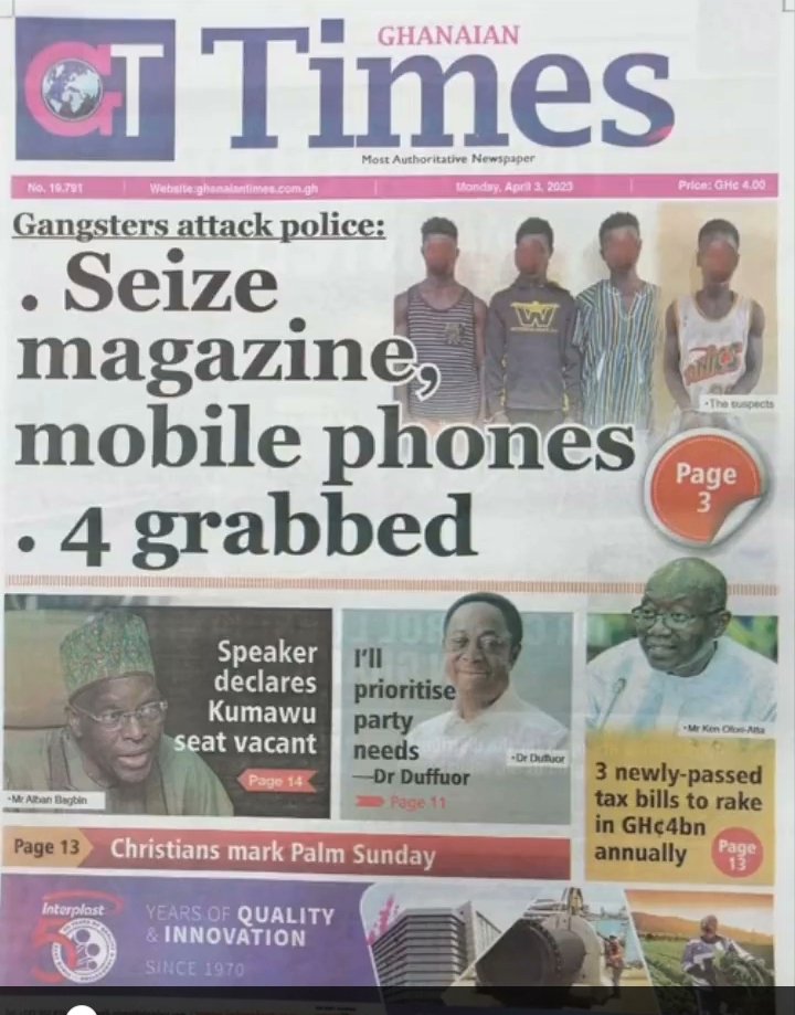 ghanaelections's tweet photo. #GhanaToday

🇬🇭ECG owes Bui Power Authority US$612m
🇬🇭Parliament passes GH¢4bn revenue bill
🇬🇭Speaker declares Kumawu seat vacant
🇬🇭Axim Cops caught in galamsey drama https://t.co/AEboDqxJpG