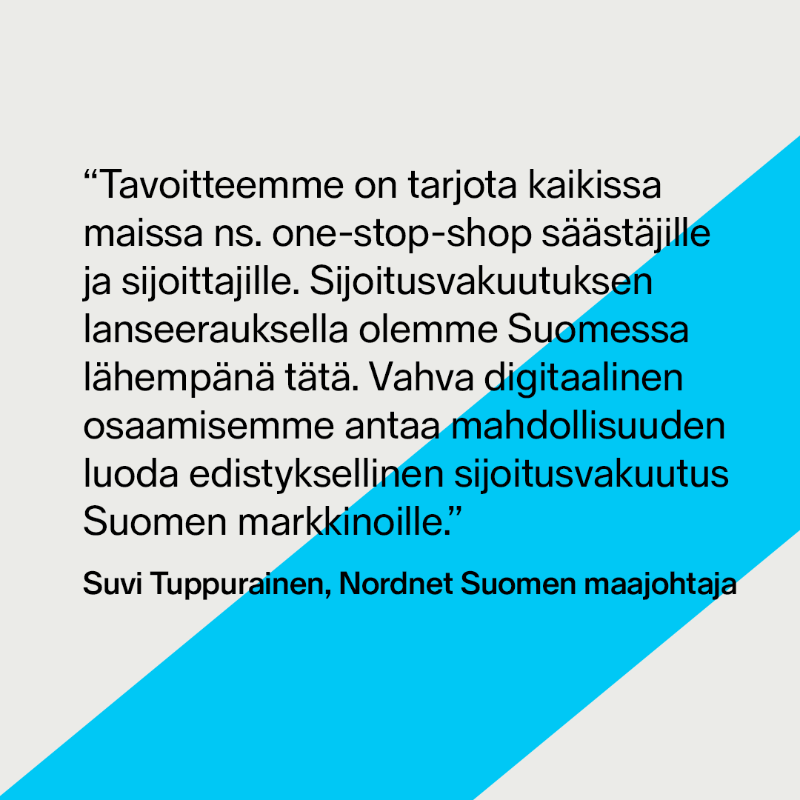 nordnetFI's tweet photo. Aiomme lanseerata ensimmäisen täysin digitaalisen verotehokkaan sijoitusvakuutuksen sisältäen osakkeet, rahastot, ETF:t ja henkivakuutuksen. Lähikuukausina käynnistyvää Nordnet Livsforsikring AS Suomen sivuliikkeen toimintaa johtaa @kmalamaki. #sijoitusvakuutus @SuviTuppurainen