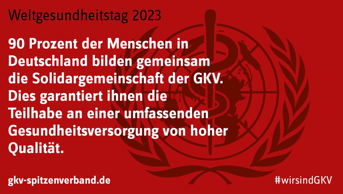 90 Prozent der Menschen in Deutschland bilden gemeinsam die #Solidargemeinschaft der #GKV. Dies garantiert Ihnen die Teilhabe an einer umfassenden Gesundheitsversorgung von hoher Qualität. #wirsindGKV #Weltgesundheitstag #worldhealthday