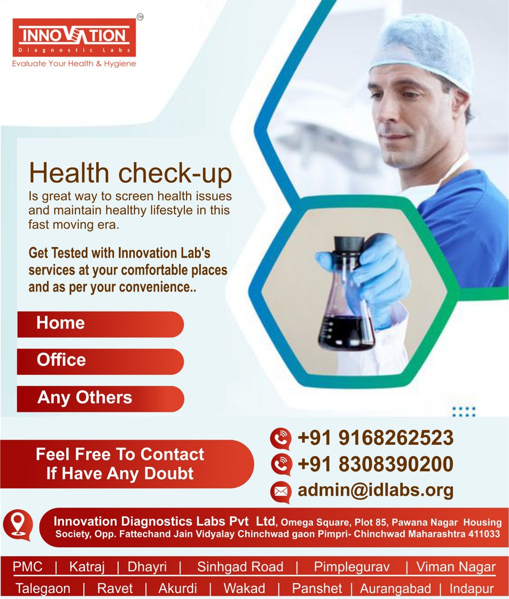 IdlabsSm's tweet photo. Health checks-up are great way to help screen for health problem and keep up your healthy lifestyle. Get yourself tested at your comfortable place like home, office or any other places..
𝐅𝐨𝐫 𝐦𝐨𝐫𝐞 𝐝𝐞𝐭𝐚𝐢𝐥𝐬 📞:+91 9168262523

#Innovationdiagnosticlabs #healthcare https://t.co/VNis1Mq91a