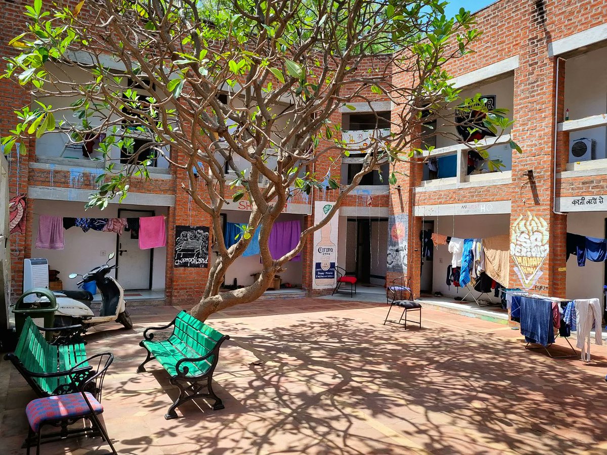 abajadia's tweet photo. Visited the MICA campus just before a cousin's graduation. There are many hostels on the campus, and each one is named symbolically. We visited 'The Champa'.
Interesting fact, the campus is fully community driven.
#champa #hostel #MICA #community #symbolism #inmycity #ahmedabad https://t.co/lj2SfuL3sz